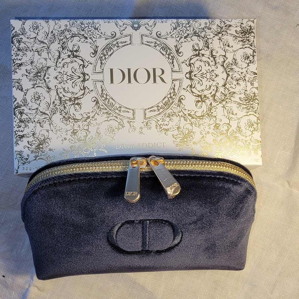 Dior Navy Blue Velvet Beauty Case. NIB